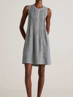 Quince Black and White Gingham Sleeveless Mini Dress